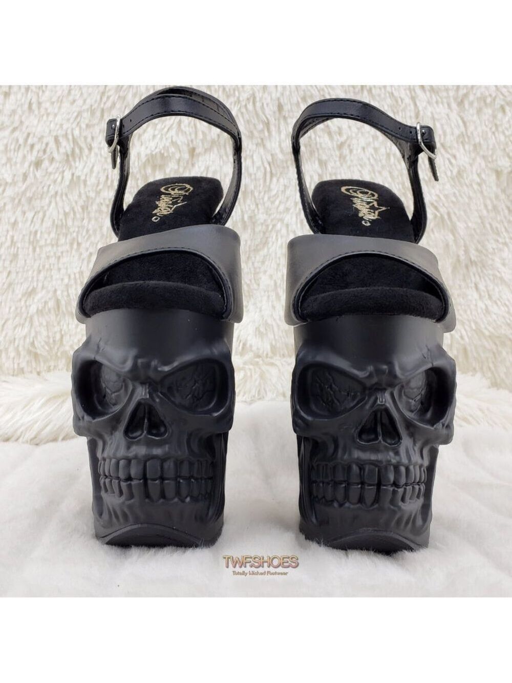 Skull & Bones Platform 8" Heels Pole Shoes - Picture 13 of 14